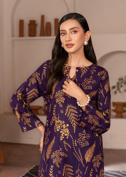 Stylish Women's Stitches Printed Shirt And Trouser Set, 2Pcs, Arabic Linen