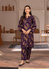Stylish Women's Stitches Printed Shirt And Trouser Set, 2Pcs, Arabic Linen