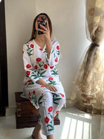 2 Pcs Women's Stitched Linen Block Printed Shirt And Trouser