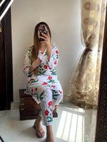 2 Pcs Women's Stitched Linen Block Printed Shirt And Trouser