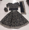 Stylish 4 Pcs Women's Stitched Silk Embroidered Lehnga Choli set in Black