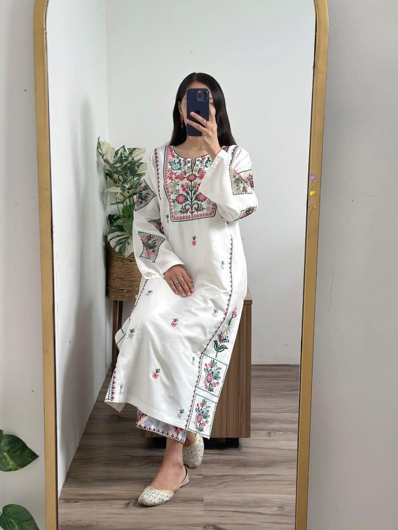 Elegant Women's Stitched Shirt And Trouser Set Embroidered Design (1 Pc)