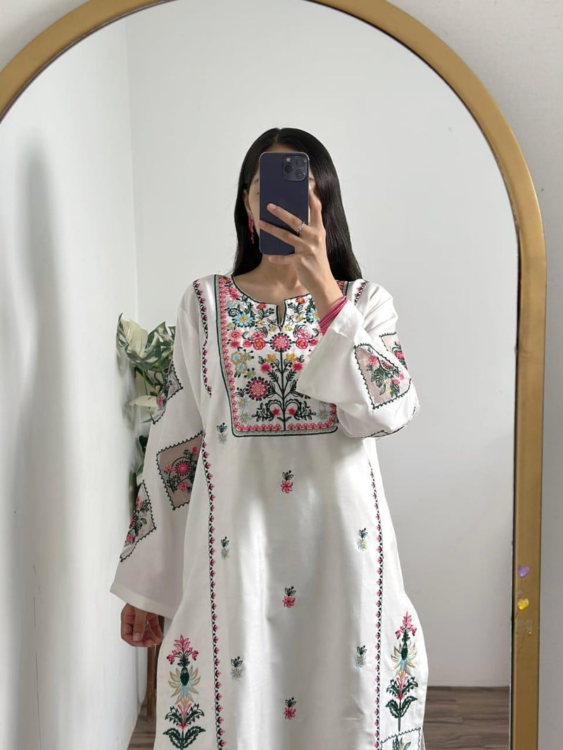 Elegant Women's Stitched Shirt And Trouser Set Embroidered Design (1 Pc)