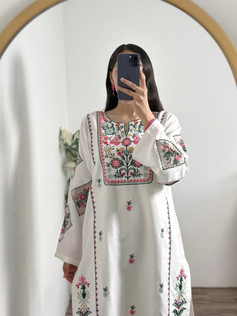 Elegant Women's Stitched Shirt And Trouser Set Embroidered Design (1 Pc)