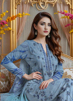 Lawn 3 Pcs Women's Unstitched Printed Embroidered Suites