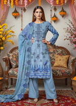 Lawn 3 Pcs Women's Unstitched Printed Embroidered Suites