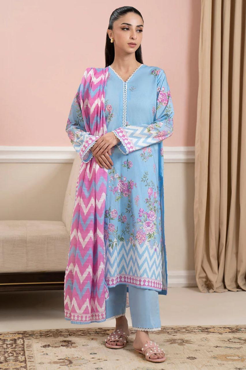 Dobby Lawn 3 Pcs Women's Unstitched Printed Suit
