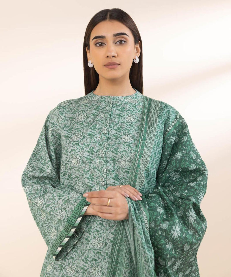 Dobby Lawn 3 Pcs Women's Unstitched Printed Suit