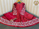 3 Pcs Women's  Stitched Katan Silk Embroidered Maxi