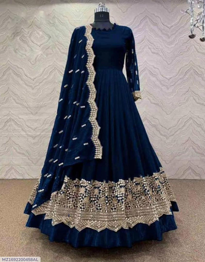 3 Pcs Women's Stitched Embroidered Maxi Suit
