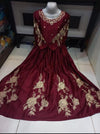 Embroidered Maroon Maxi Dress - Women's Stitched - 1 pcs